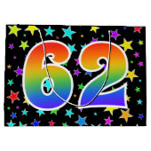 星+カラフルレインボーパターン"62"イベント番号 ラージペーパーバッグ (裏面)