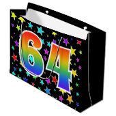 星+カラフルレインボーパターン"64"イベント番号 ラージペーパーバッグ (正面アングル)