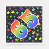 星+カラフルレインボーパターン「65」イベント番号 スタンダードランチョンナプキン (正面)