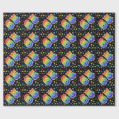 星+カラフルレインボーパターン「65」イベント番号 ラッピングペーパー (フラット)