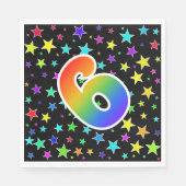 星+カラフルレインボーパターン「6」イベント番号 スタンダードランチョンナプキン (正面)