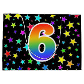 星+カラフルレインボーパターン「6」イベント番号 ラージペーパーバッグ (裏面)