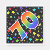 星+カラフルレインボーパターン「70」イベント番号 スタンダードランチョンナプキン (正面)