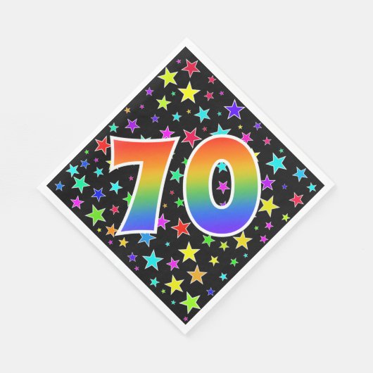 星+カラフルレインボーパターン「70」イベント番号 スタンダードランチョンナプキン (角)