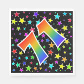 星+カラフルレインボーパターン「71」イベント番号 スタンダードランチョンナプキン (正面)