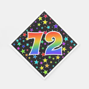 星+カラフルレインボーパターン"72"イベント番号 スタンダードランチョンナプキン
