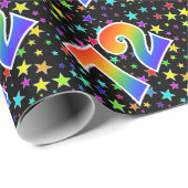 星+カラフルレインボーパターン"72"イベント番号 ラッピングペーパー (ロールコーナー)