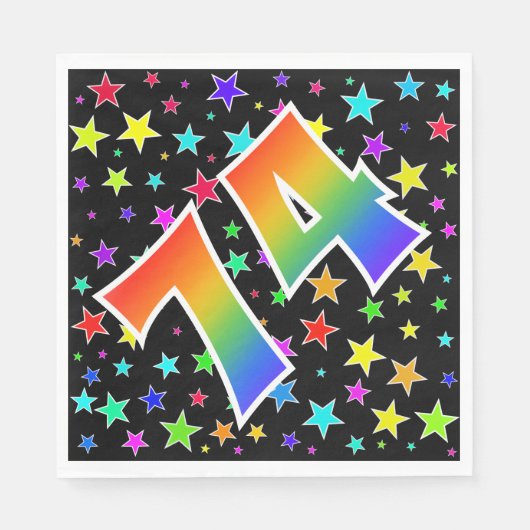 星+カラフルレインボーパターン"74"イベント番号 スタンダードランチョンナプキン (正面)