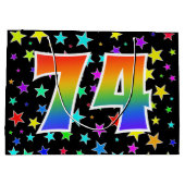 星+カラフルレインボーパターン"74"イベント番号 ラージペーパーバッグ (裏面)