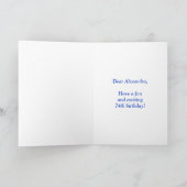 星+カラフルレインボーパターン"74"誕生日番号 カード (内部)