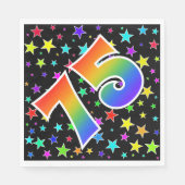 星+カラフルレインボーパターン「75」イベント番号 スタンダードランチョンナプキン (正面)