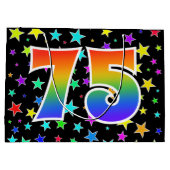 星+カラフルレインボーパターン「75」イベント番号 ラージペーパーバッグ (裏面)
