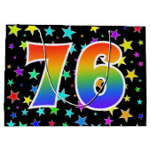 星+カラフルレインボーパターン「76」イベント番号 ラージペーパーバッグ (裏面)
