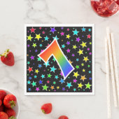 星+カラフルレインボーパターン「7」イベント番号 スタンダードランチョンナプキン (インサイチュ)