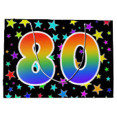 星+カラフルレインボーパターン"80"イベント番号 ラージペーパーバッグ (裏面)