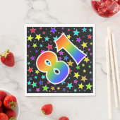 星+カラフルレインボーパターン"81"イベント番号 スタンダードランチョンナプキン (インサイチュ)