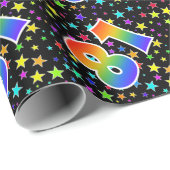 星+カラフルレインボーパターン"81"イベント番号 ラッピングペーパー (ロールコーナー)