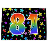 星+カラフルレインボーパターン"81"イベント番号 ラージペーパーバッグ (裏面)