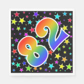 星+カラフルレインボーパターン"82"イベント番号 スタンダードランチョンナプキン (正面)