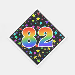 星+カラフルレインボーパターン"82"イベント番号 スタンダードランチョンナプキン