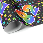 星+カラフルレインボーパターン"82"イベント番号 ラッピングペーパー (ロールコーナー)