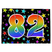 星+カラフルレインボーパターン"82"イベント番号 ラージペーパーバッグ (裏面)