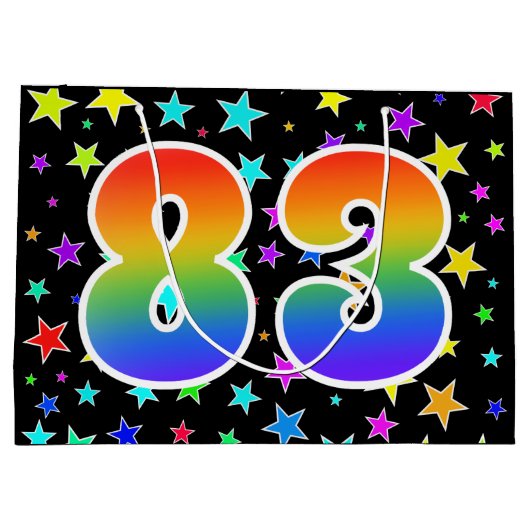 星+カラフルレインボーパターン"83"イベント番号 ラージペーパーバッグ (裏面)