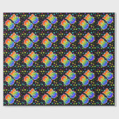 星+カラフルレインボーパターン"85"イベント番号 ラッピングペーパー (フラット)