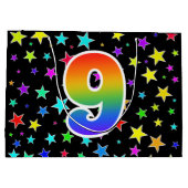 星+カラフルレインボーパターン「9」イベント番号 ラージペーパーバッグ (裏面)