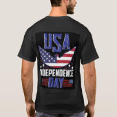星、ストライプ自由：アメリカ独立記念日 Tシャツ (裏面)