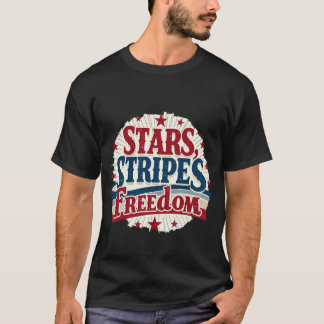 星、ストライプ自由 Tシャツ