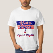 星、ストライプ、平等権 Tシャツ (正面)