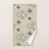 星、パッチワーク、ブルーバスタオオルセット バスタオルセット (ハンドタオル)