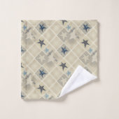 星、パッチワーク、ブルーバスタオオルセット バスタオルセット (ウォッシュタオル)