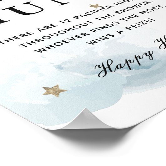 星&ブルークラウドベビーシャワーパシファイヤー狩り ポスター (角)