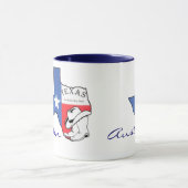 星、ブーツ、帽子のマグが付いているオースティン、テキサス州の国家の地図 マグカップ (中央)