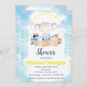 星、ベビーベアプレゼントベビーシャワー 招待状 (正面/裏面)