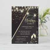 星、光、ワインボトル 会社のクリスマスパーティ 招待状 (スタンド正面)