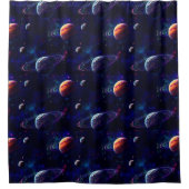 星、惑星、銀河系、宇宙をテーマにした シャワーカーテン (正面)