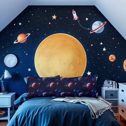 星、惑星、銀河系、宇宙をテーマにした ボディピロー