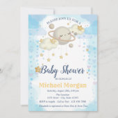 星 惑星 雲 青 ベビーシャワー 招待状 (正面)