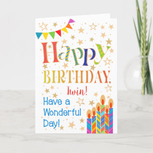 星、旗布、対の誕生日のための蝋燭 カード