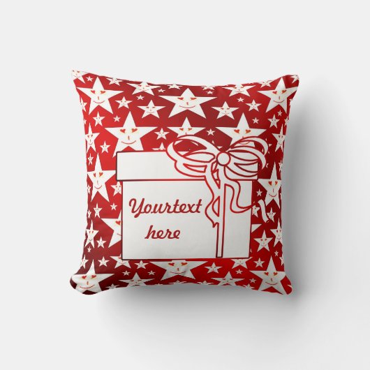 星，星，ファンタジー，光沢，赤，クリスマス，スマイル クッション (正面)