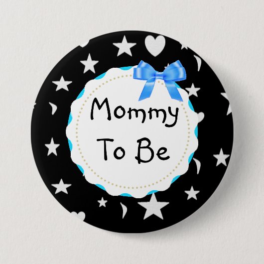 星、月およびハートであるお母さんはボタンがかかります 缶バッジ (正面)