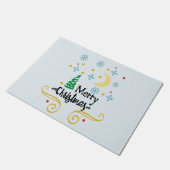 星、月、雪の結晶、そして楽しいクリスマス、ZSSG ドアマット (アングル)