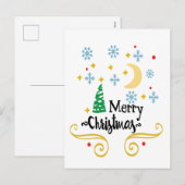 星、月、雪の結晶、メリークリスマス、ZSSG シーズンポストカード (正面/裏面)