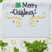 星、月、雪片、メリークリスマス、ZSSG キッチンタオル (折り畳み)