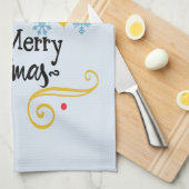 星、月、雪片、メリークリスマス、ZSSG キッチンタオル (四つ折り)