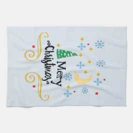 星、月、雪片、メリークリスマス、ZSSG キッチンタオル