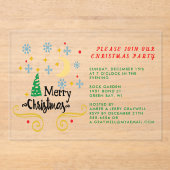 星、月、雪、メリークリスマス アクリル招待状 (正面)